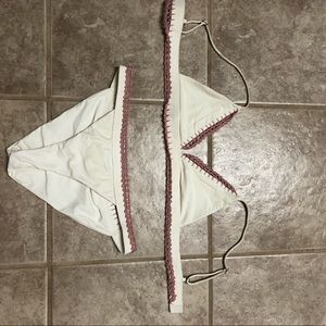 Tularosa Cream Bikin Set with pink accent